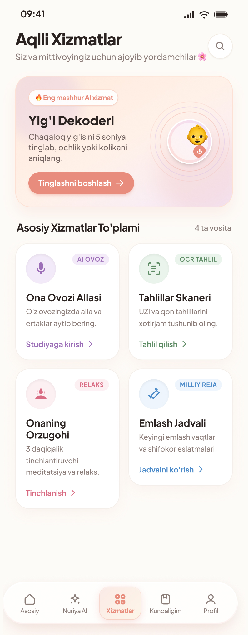 Xizmatlar hub — yig‘i, LabScan, alla